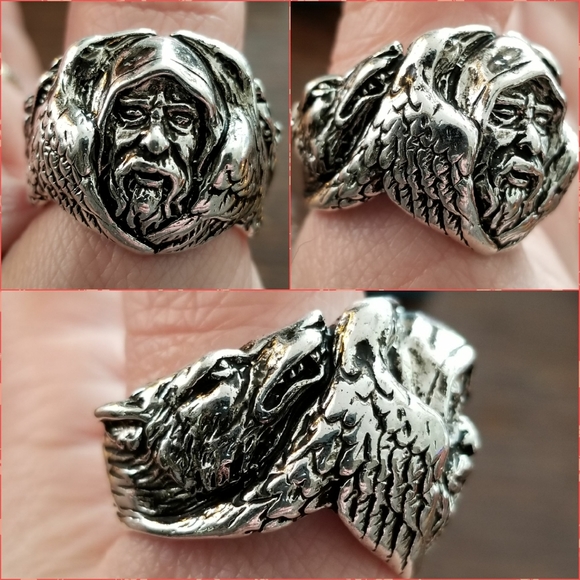 Other - Viking Wolf and Raven mens biker ring size 11.5